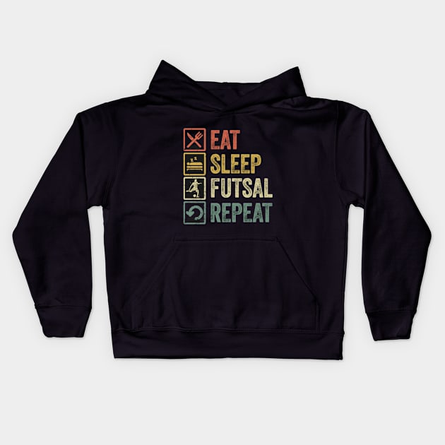 Eat Sleep Futsal Repeat Kids Hoodie by Yann Van Campfort